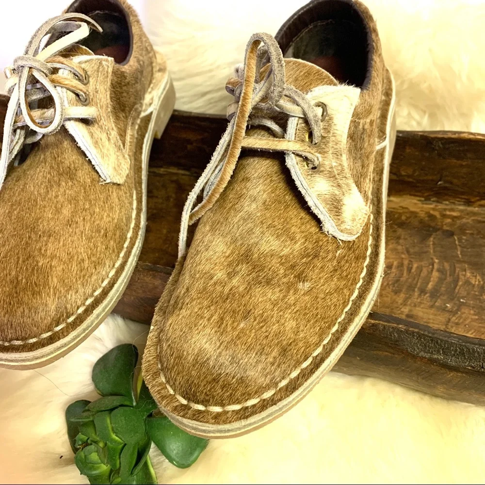 Uwezo Calf Hair Leather Oxford Shoes Desert Chukka NWOT 8
